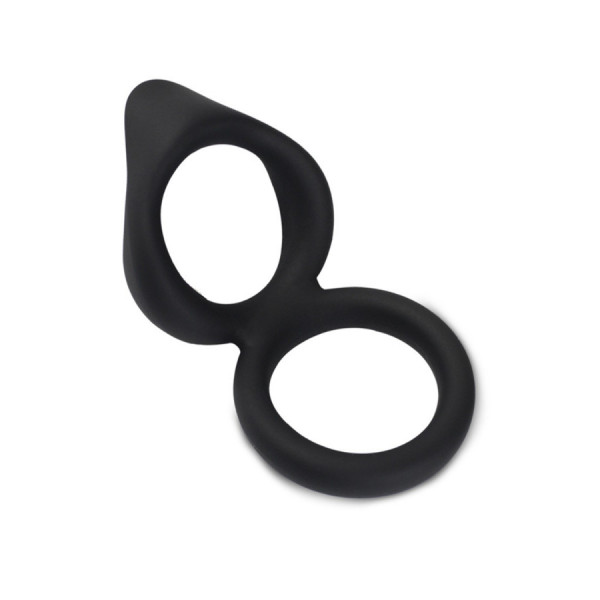 Double cockring noir en silicone 
